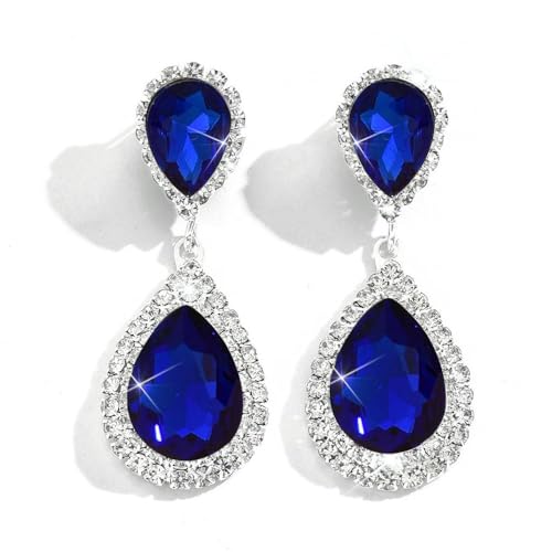 FDEETY Tropfenform Kristall Ohrringe Hängend Strass Ohrhänger Elegant Schmuck Damen Hochzeit Abendschmuck Luxus Accessoires von FDEETY