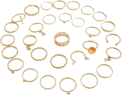FDEETY Frauen Ringe Mode Perlen Love Drops Runde Stück Ringe 30 Stück Vegan Ring Set Multi Jointed Ring Set Natürliche Vielseitige Mode Pendler FDEETY Frauen Ringe Mode Perlen Love Drops Runde Stück Ringe 30 Stück Vegan Ring Set Multi Jointed Ring Set Natürliche Vielseitige Mode Pendler von FDEETY