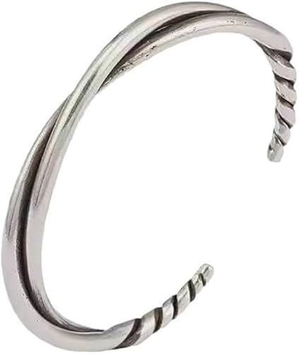 FDEETY Gedrehtes Armband Silberton Manschette Armreif Minimalistischer Schmuck Damen Herren Unisex Accessoire Zeitloses Armschmuck Klassisches Handgelenk Schmuckstück von FDEETY