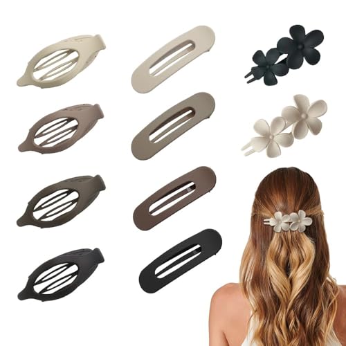 FDEETY 10 Stück Haarspangen Set Matt Blumen Haarklammern Oval Haarclips Rutschfest Haarschmuck Damen Mädchen Haargreifer Vintage Haarkrallen von FDEETY