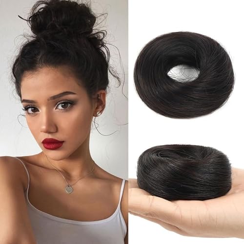 FDEETY Haarteil Mit Gummiband Dutt Haarteil Haargummi Mit Haaren Gelockt Synthetisch Haarverlängerung Haardutt Haarteile für Damen Mädchen(Natürlich) von FDEETY