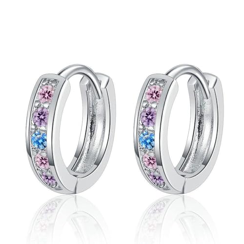 FDEETY Kreisform Zirkonia Ohrringe Huggie Schmuck Damenohrstecker Glänzend Elegant Klassisch Mehrfarbig von FDEETY