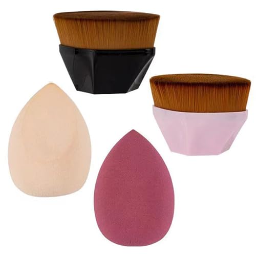 FDEETY Kosmetik Pinselset Makeup Schwamm Set Make Up Geschenkset Schminkpinsel Set Make Up Pinsel Set Contouring Pinsel Blush Pinsel Makeup Set Damen Schminktisch Zubehör(Schwarz & Rosa) von FDEETY