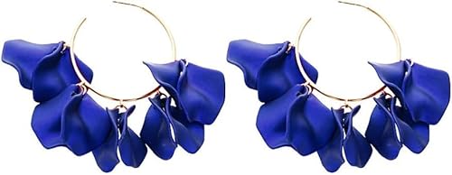 FDEETY Ohrringe Damen Acryl Kreis Hängend Hoop Blütenblatt Ohrringe 925 Silber Nadel Ohrstecker Böhmische Retro Modeschmuck Zubehör für Frauen Mädchen (Blau) von FDEETY