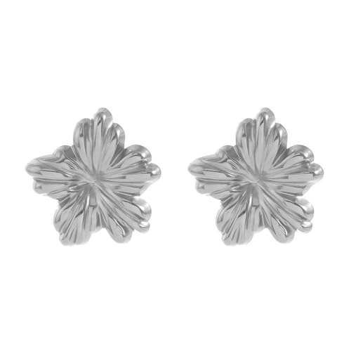 FDEETY Blumenform Ohrstecker Strukturierte Blüten Ohrringe Metallisch Glänzend Schmuck Damen Accessoires Elegant Zeitlos von FDEETY