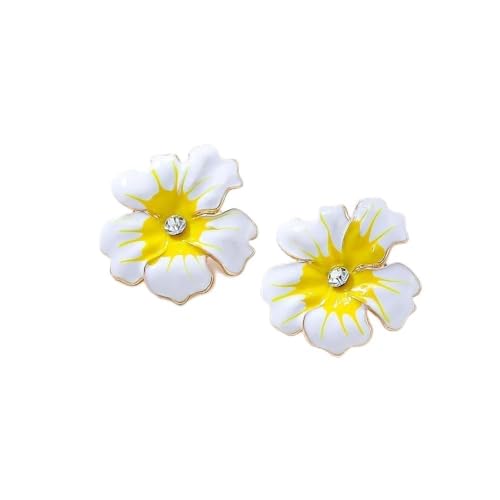 FDEETY Ohrringe Damen Blumenohrringe Personalisierter Übertriebene Ohrringe Eleganter Handgefertigte OhrsteckerModeschmuck Zubehör Geschenke für Frauen Mädchen (Gelb) von FDEETY