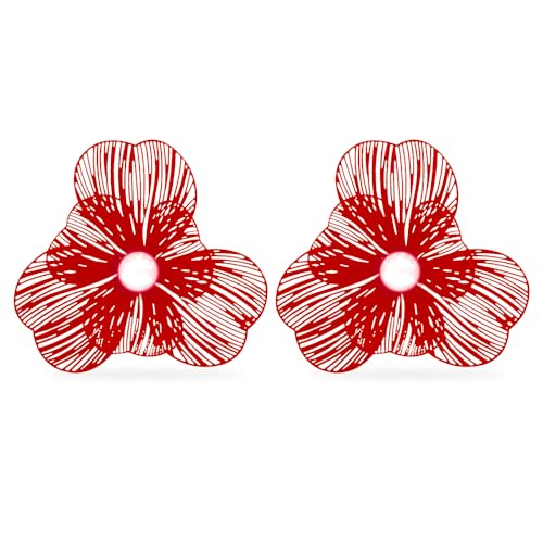 FDEETY Blumen Ohrringe Perle Schmuck Damen Ohrstecker Blütenform Statement Accessoires Handgemacht Elegant Stilvoll von FDEETY