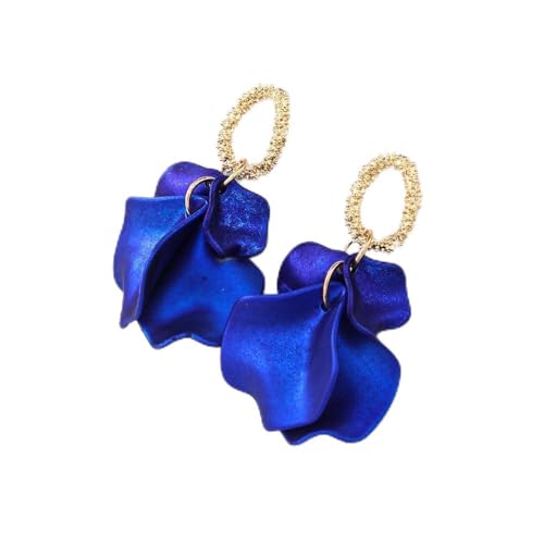 FDEETY Blütenblatt Ohrringe Tropfen Struktur Goldton Schmuck Damen Elegant Handgefertigt Metallic Ohrhänger Hochwertig von FDEETY