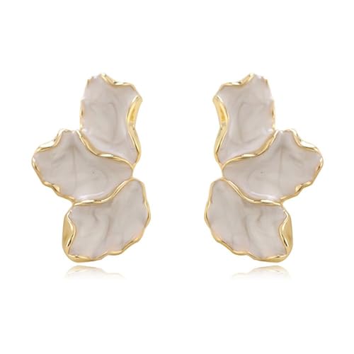 FDEETY Maple Leaf Flower Ohrringe - Bunte Blütenblatt-Ohrringe mit Übertriebener Blumen-Ohrstecker Mode für Frauen und Mädchen in Weiß von FDEETY