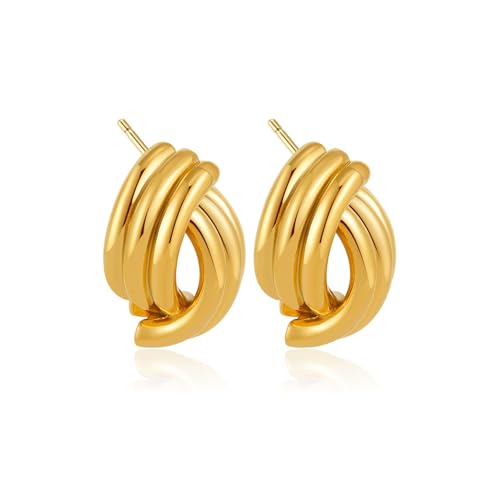 FDEETY Geometrische Knoten Ohrringe Mehrschichtige Struktur Metallisch Ohrstecker Elegante Schmuck Accessoires von FDEETY