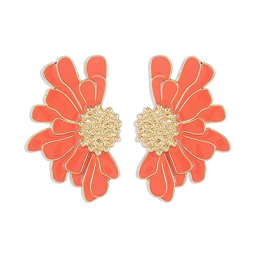 FDEETY Ohrringe Vintage Blumen Ohrstecker übertriebene übergroße Gänseblümchen Ohrringe Schmuck Geschenke für Frauen und Mädchen (Orange) von FDEETY