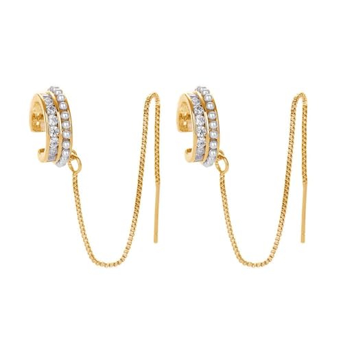 FDEETY Gedrehte Ohrklemme Quaste Ohrringe Kristall Perlen Schmuck Elegante Damen Accessoires Kette Ohrstecker von FDEETY