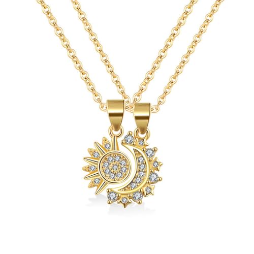 FDEETY Partnerketten Personalisiert Edelstahl Paar Halskette Sonne und Mond Halskette Edelstein-Halskette Weiß FDEETY Partnerketten Personalisiert Edelstahl Paar Halskette Sonne und Mond Halskette Edelstein-Halskette Weiß von FDEETY