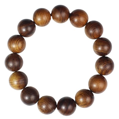 FDEETY Runde Holzperlen Armband Naturholz Schmuck Handgefertigt Elastisches Armreif Jungen Accessoire Durchmesser 15mm von FDEETY