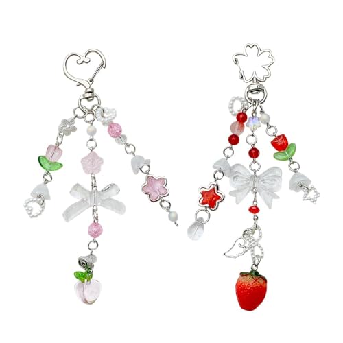 FDEETY Herz Karabiner Schlüsselanhänger Katze Stern Anhänger Taschenanhänger Erdbeer Charm Schmuck von FDEETY