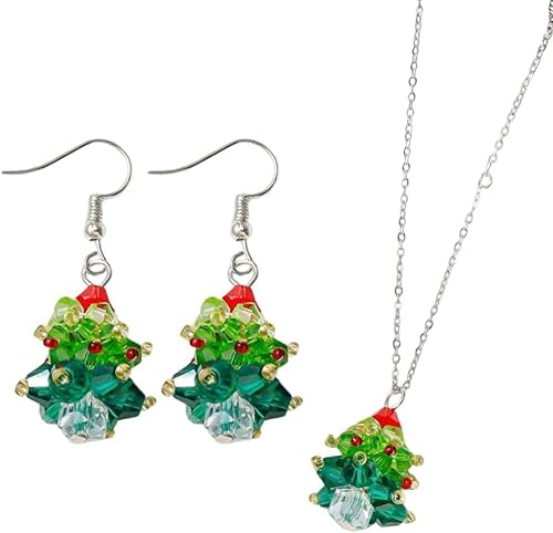 FDEETY Schmuck Set Damen Weihnachts Schmuck Weihnachtshalskette Weihnachtsohrringe Accessoires Weihnachtsschmuck Weihnachten Geschenk von FDEETY