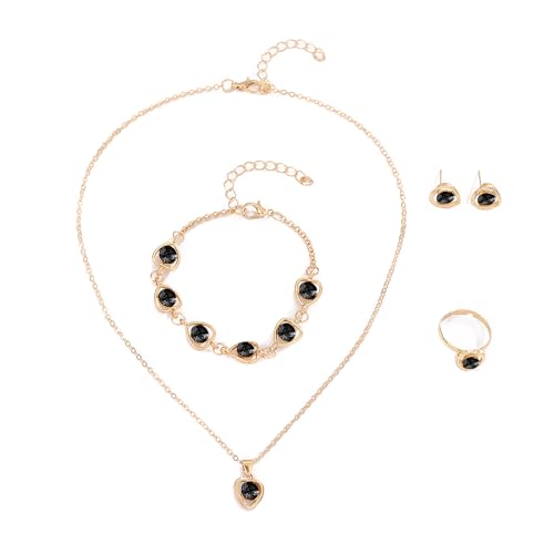 FDEETY Schmuckset Damen Halskette Armband Ring Ohrringe 4er-Set Zartes Damenschmuck Zubehör Schmuckset Mädchen für Freundin Mutter Tochter Geschenk FDEETY Schmuckset Damen Halskette Armband Ring Ohrringe 4er-Set Zartes Damenschmuck Zubehör Schmuckset Mädchen für Freundin Mutter Tochter Geschenk von FDEETY