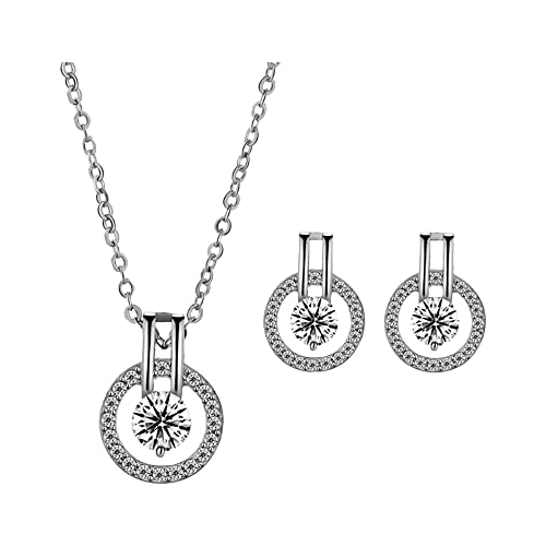 FDEETY Schmuckset für Damen Anhänger Halskette und Ohrringe Set Zirkonia Schmuck für Frau Mutter Mädchen zum Geburtstag Muttertag von FDEETY