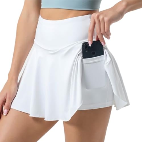FDEETY Tennis Rock Damen Hosenrock Skort mit Tasche Sportrock Tennisrock Faltenrock Minirock Atmungsaktiv Sportbekleidung Röcke für Tennis Golf Fitness Training von FDEETY