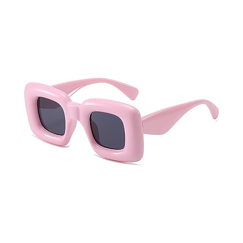 FDEETY Sonnenbrille Damen Vintage Rechteckige Sonnenbrille Retro Schmale Brille UV400-Schutz Sunglasses Kleine rechteckige Sonnenbrille (Rosa Rahme) von FDEETY