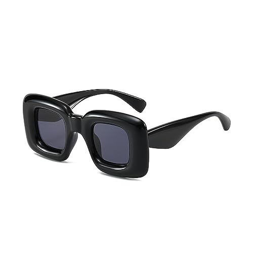 FDEETY Sonnenbrille Damen Vintage Rechteckige Sonnenbrille Retro Schmale Brille UV400-Schutz Sunglasses Kleine rechteckige Sonnenbrille (Schwarz Rahme) von FDEETY