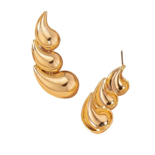 FDEETY Tropfenform Ohrringe Stilvoll Metallisch Glänzend Damen Schmuck Elegant Geometrisch Ohrstecker Hochwertig Accessoire Zeitlos von FDEETY
