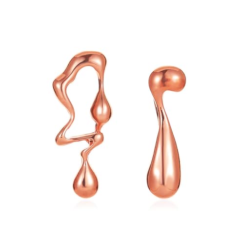 FDEETY Unregelmäßige Ohrringe für Damen Tropfenförmige Creolen Baumelnde Ohrringe Ohrringe im Statement-Stil Modeschmuck (Roségold) von FDEETY