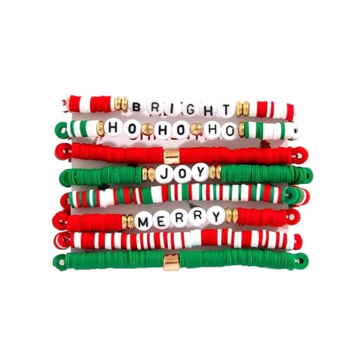 FDEETY Weihnachtliches Armband Damen Buntes Perlenarmband mit Weihnachtsmotiven Perfekt für Festival Outfit und Schmuckliebhaber von FDEETY
