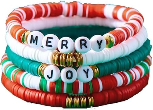 FDEETY Weihnachten Armband Set Weihnachtsschmuck Set mit Alphabet weiß rot gemischte Farben Armband Urlaub Armband für Kinder Erwachsene Weihnachtsfeier Boho Armband Stränge FDEETY Weihnachten Armband Set Weihnachtsschmuck Set mit Alphabet weiß rot gemischte Farben Armband Urlaub Armband für Kinder Erwachsene Weihnachtsfeier Boho Armband Stränge von FDEETY