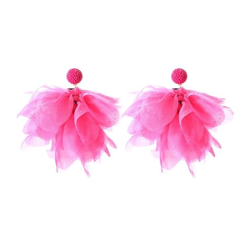 Ohrringe für Damen Mädchen Bunte Blatt Ohrringe Stoffblumen-Cluster Elegante Böhmische Modeschmuck Geschenke Zubehör für Valentinstag Geburtstag von FDEETY