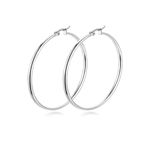 FDEETY Ohrringe Creolen Ohrringe Silber 925 Ohrringe Damen Ohrhänger Gold Ohrringe Groß Ohrringe Frauen Silver Earrings Ohrringe Für Mädchen Ohrringe Gold Hängend(Silber/20mm) von FDEETY