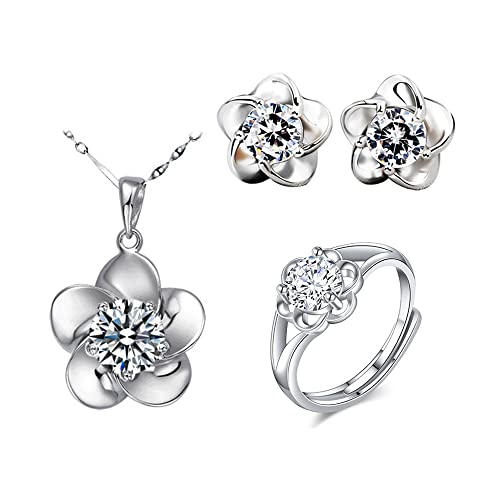 FDEETY Kette und Ohrringe Set, 925 Sterling Silber Set Geschenk zum Geburtstag von FDEETY