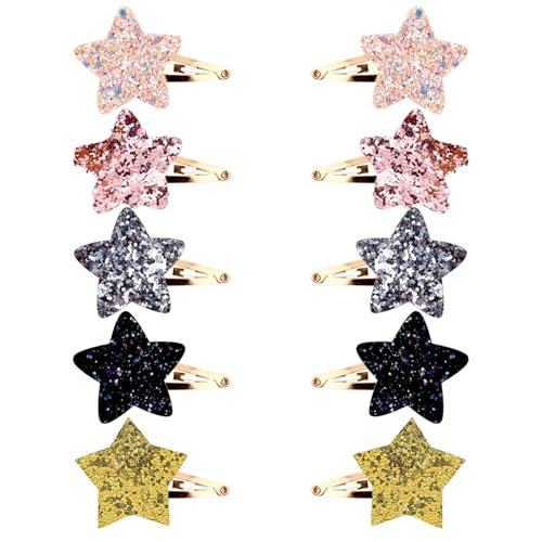 10 Stück Stern-Haarspangen, Funkelnde Haarspangen, Kinder-Haarspangen, Einfache Modische Haar-Accessoires, Haar-Stern-Dekorationsklammern von FDGGT