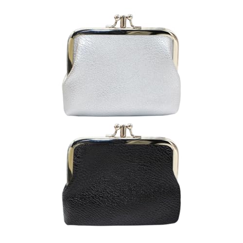 2 Stück Damen-Geldbörse, Pu-Er-Geldbörse, Kurze Geldbörse, Doppelfach-Geldbörse, Kartenhalter, Tragbare Münzbörse von FDGGT