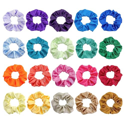 20 Stück Einfarbige Haargummis, Elastische Haargummis, Satin-Haargummis, Damen-Haarschmuck, Haarfixierungswerkzeuge 20 Stück Einfarbige Haargummis, Elastische Haargummis, Satin-Haargummis, Damen-Haarschmuck, Haarfixierungswerkzeuge von FDGGT