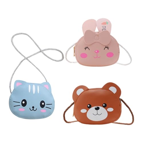 3-Teilige Kinder-Umhängetasche, Niedliche Tier-Umhängetasche, Cartoon-Mini-Umhängetasche, Pu-Er-Umhängetasche von FDGGT