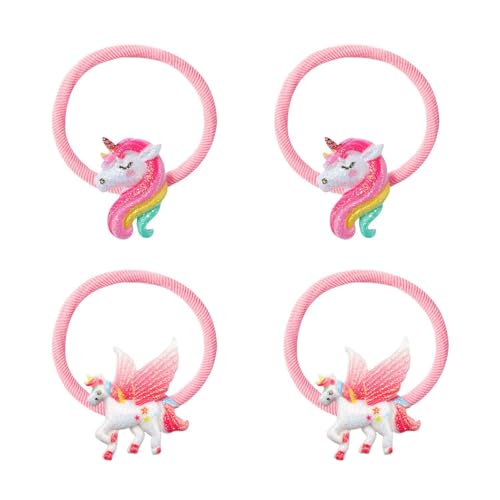 4 Stück Cartoon-Haarseile, Kinder-Haarseile, Mädchen-Haar-Accessoires, Süße Haar-Accessoires, Haar-Accessoires, Elastische Haarseile von FDGGT