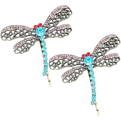 4 Stück Libellen-Haarspangen, Modische Kristalldekoration, Einteiliger Clip Für Mädchen, Kreative Strass-Tiara, Frisur-Fixierungsclip von FDGGT