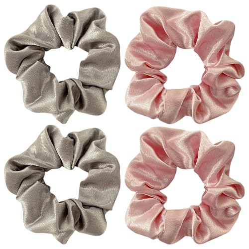 4 Stück Satin-Haargummis, Pferdeschwanz-Fixier-Haargummis, Haar-Styling-Werkzeuge, Damen-Haar-Accessoires, Weiche Elastische Haargummis von FDGGT