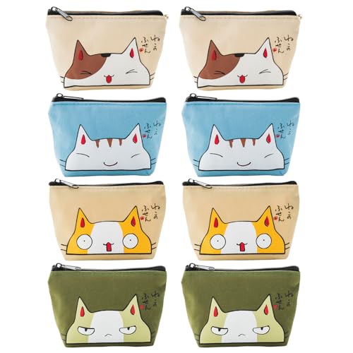 8 Stück Katzenmuster-Geldbörse, Süße Geldbörse, Kreative Geldbörse, Kinder-Mini-Geldbörse, Canvas-Geldbörse von FDGGT