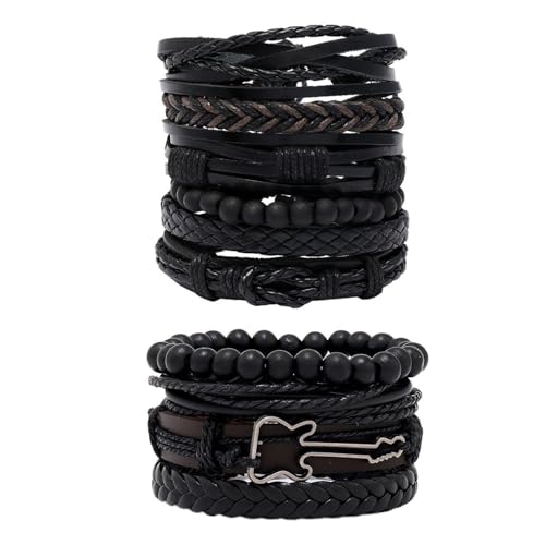 FDGGT 10 Stück Herren-Rindserarmbänder, Handgewebte Armbänder, Einfache Armbänder, Retro-Armbänder, Verstellbare Armbänder von FDGGT