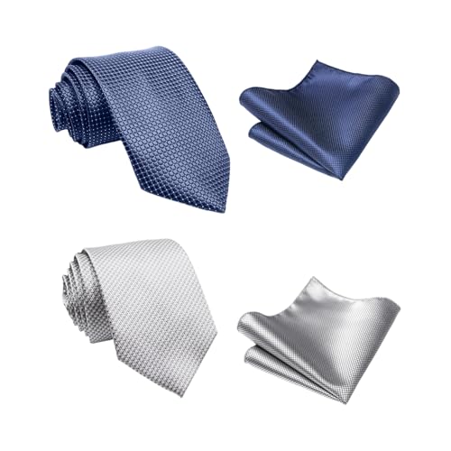 FDGGT 2 Herren-Krawatten Und 2 Anzug-Einstecktücher, Anzug-Accessoires, Klassische Und Elee Krawatten, Dekorative Krawatten von FDGGT