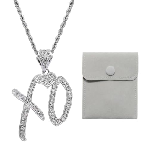 FDGGT Silberne Hip-Hop-Halskette mit Zirkon-Anhänger, Buchstaben-Form, Poliert, JEWELRY_SET, für Männer, aus der Hip-Hop Collection von FDGGT