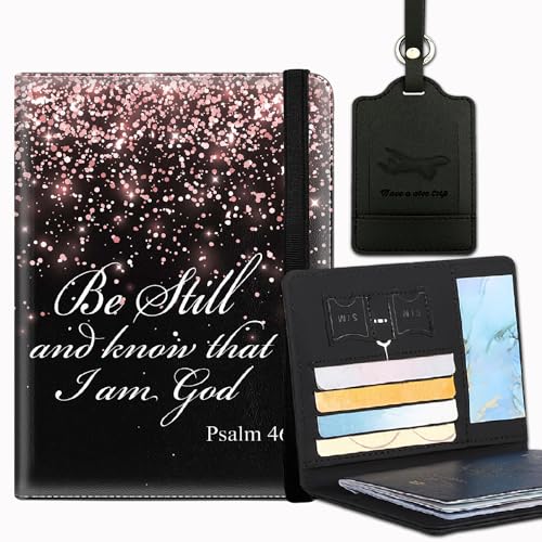 Reisepasshülle und Gepäckanhänger-Set, PU-Leder, Reisekofferanhänger, Reisekofferanhänger, Reisepasshülle, Reisepasshülle für Damen, Roségold, Bibelversen Psalm 46-10, FDH-Passport-1-34, Casual Reisepasshülle und Gepäckanhänger-Set, PU-Leder, Reisekofferanhänger, Reisekofferanhänger, Reisepasshülle, Reisepasshülle für Damen, Roségold, Bibelversen Psalm 46-10, FDH-Passport-1-34, Casual von FDHHKJUKO