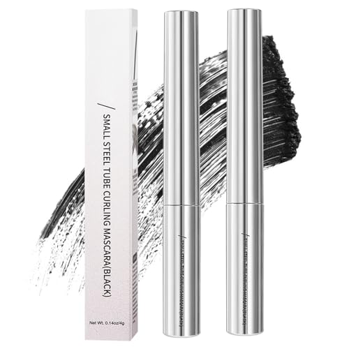 2 Stück Iron Eye Mascara, Iron Wand Mascara Metallbürste, 3D Curling Eyelash Wimperntusche Wasserfest Langlebig, Nicht Zusammenbackend, Nicht Verschmierend für Dichte und Volumen-Schwarz von FDJZXW