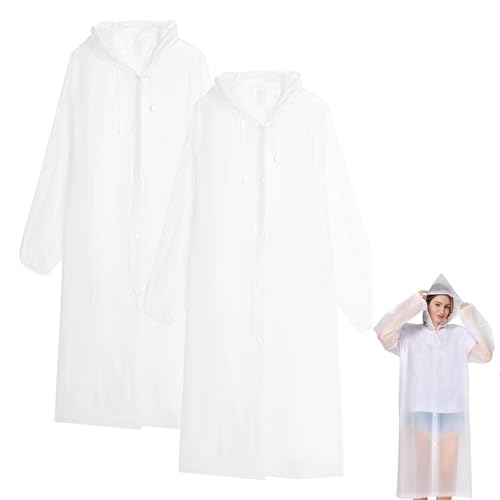 FDJZXW 2 Stück Rain Poncho,Regencape Durchsichtig,Regenponcho Damen,Regenmantel Damen Regenponcho Transparent für Festivals Camping Wandern Angeln Konzerte Stadien von FDJZXW