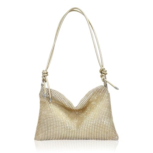 FDJZXW Damen Clutch Gold, Hohe Kapazität mit Reißverschluss, für Abend Prom Hochzeit Party Bankett, Ca. 30 x 1 x 20 cm von FDJZXW