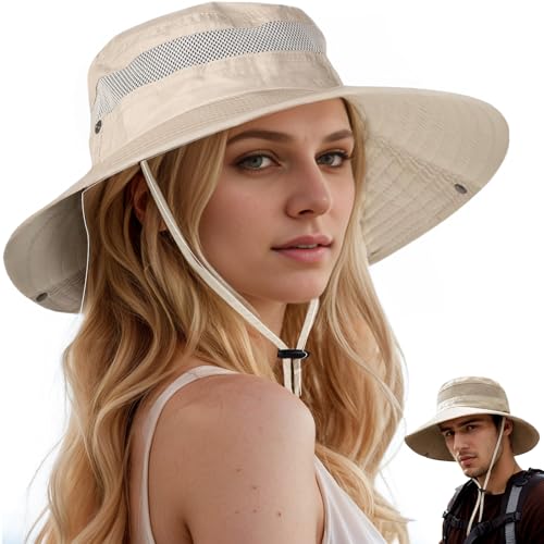 FDJZXW Unisex Sonnenhut Damen Herren,Sonnenhut Faltbar,Sonnenschutz,Fischerhut FaltbarFaltbarer Campinghut aus Netzstoff mit Breiter Krempe von FDJZXW