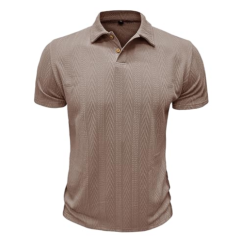 FDKLOOK Herren Poloshirt Getreide Kurzarm Sommer Basic Oberteile Mit Knopf Klassische Hemd von FDKLOOK