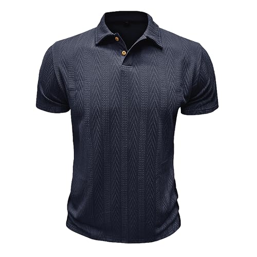 FDKLOOK Herren Poloshirt Getreide Kurzarm Sommer Basic Oberteile Mit Knopf Klassische Hemd von FDKLOOK
